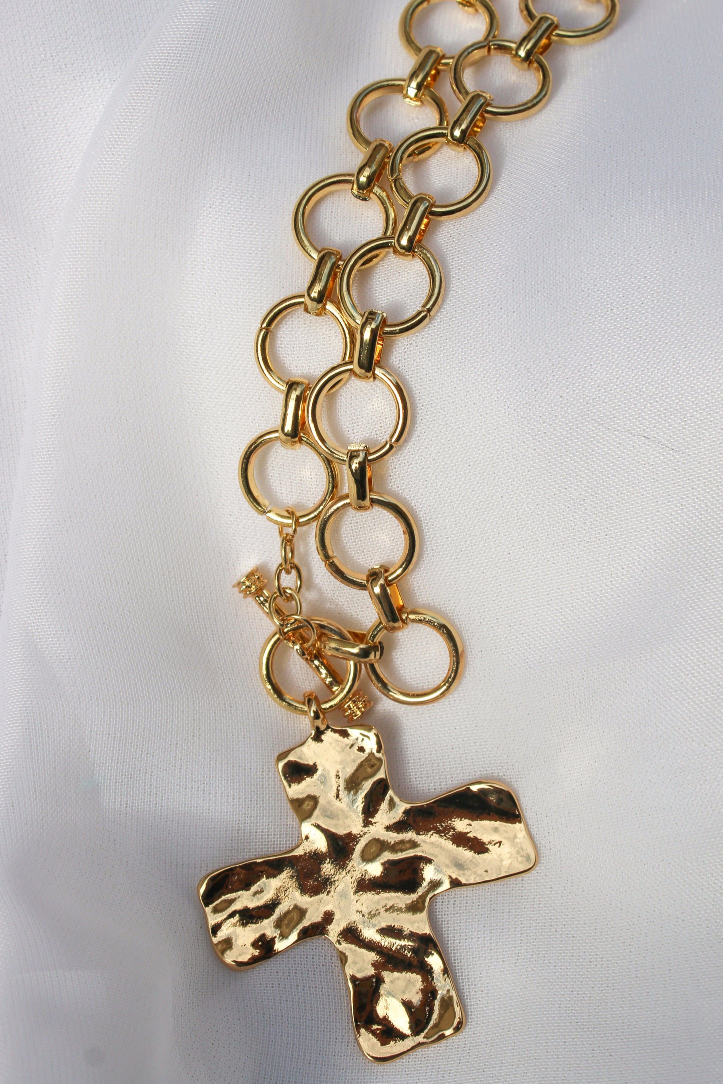 HAMMERED CROSS NECKLACE