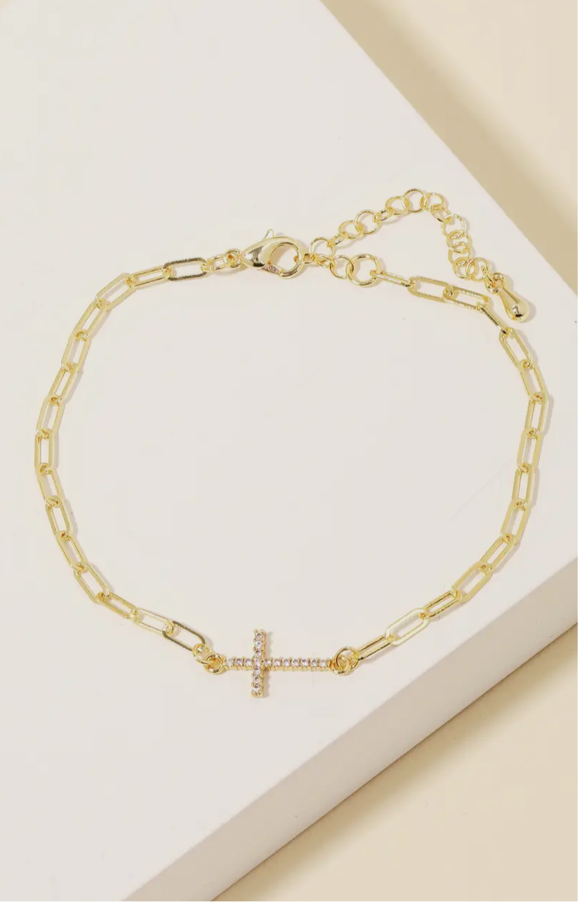PAVE MINI CROSS BRACELET