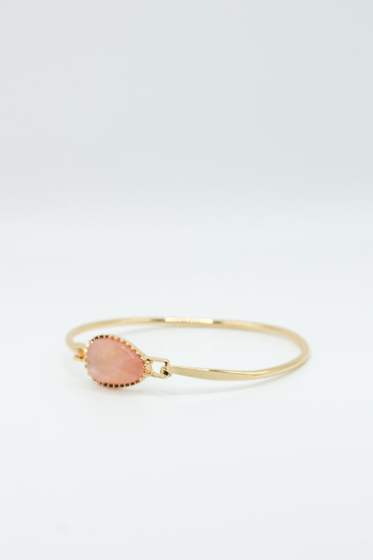 ROSE STONE TEARDROP BANGLE BRACELET