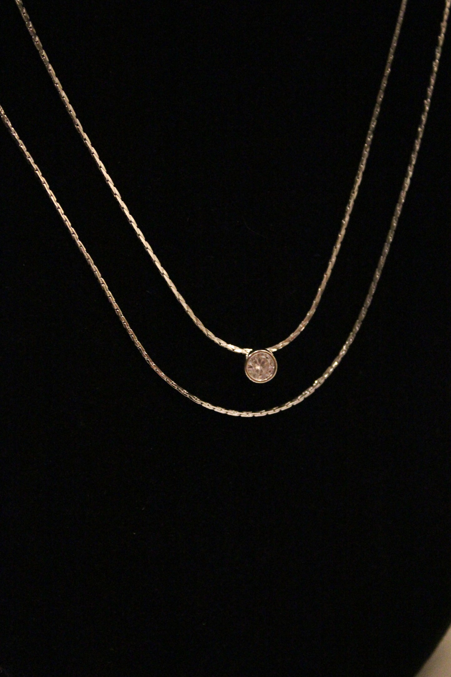 SILVER DOUBLE STRAND JEWEL NECKLACE