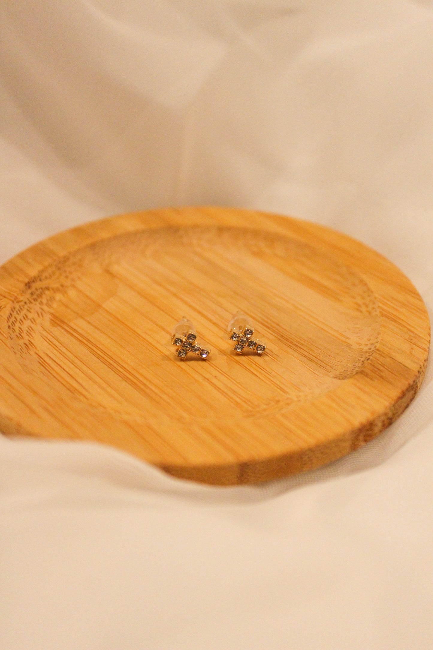 MINI PAVE CROSS EARRINGS