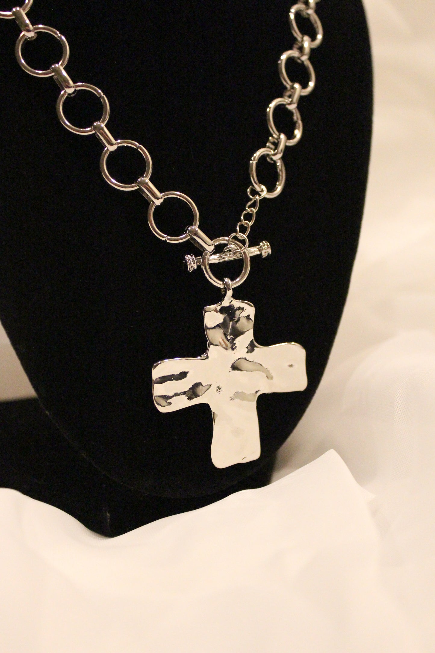 HAMMERED CROSS NECKLACE