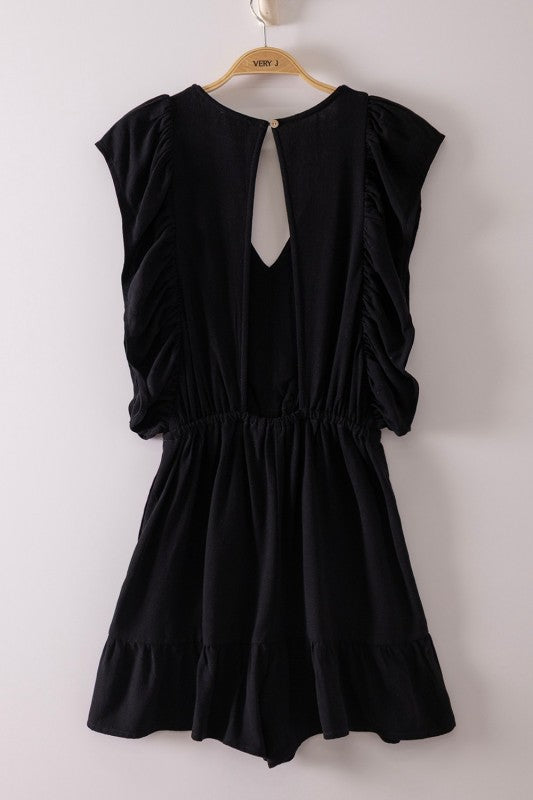 BACK CUTOUT DETAIL RUFFLE ROMPER