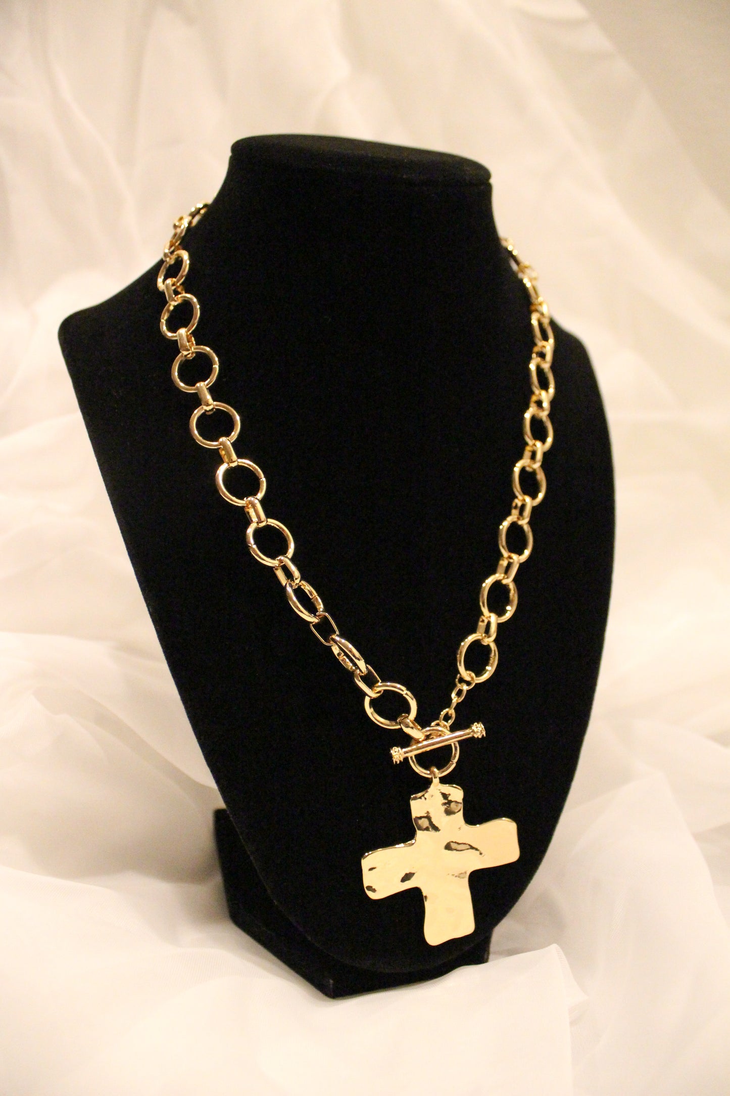 HAMMERED CROSS NECKLACE