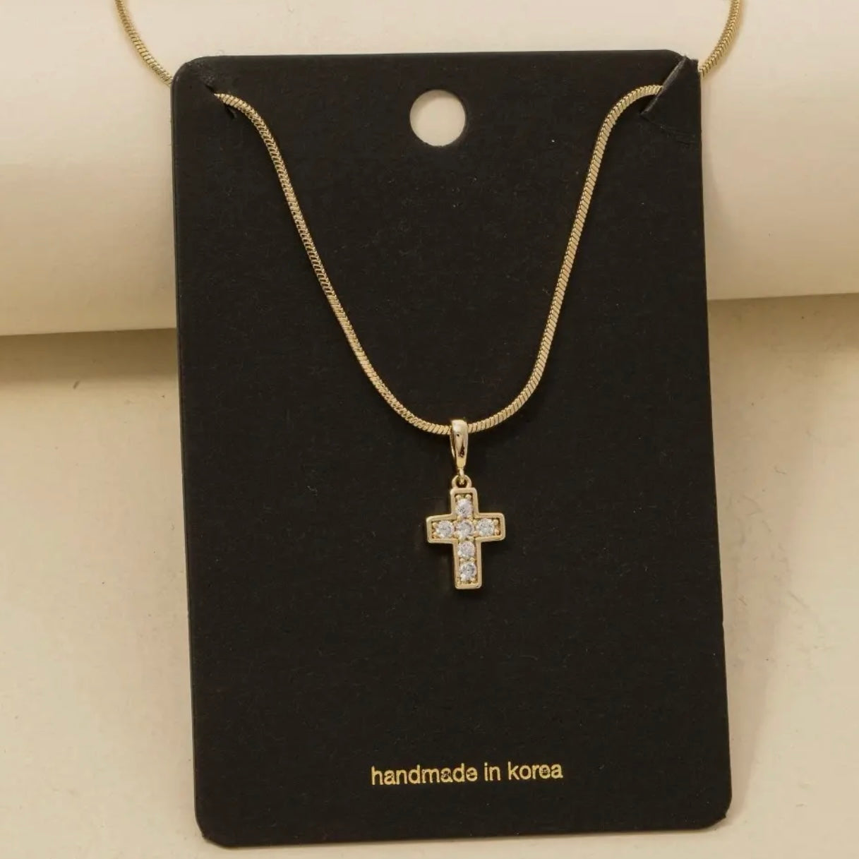 PRE ORDER - GOLD CRYSTAL CROSS NECKLACE