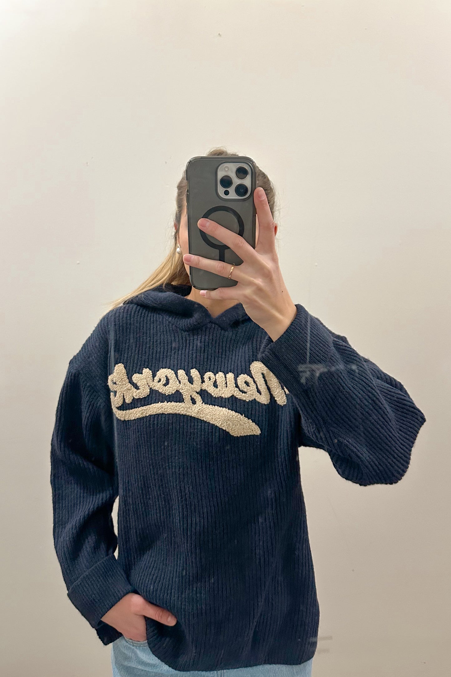 NEW YORK HOODED KNIT SWEATER