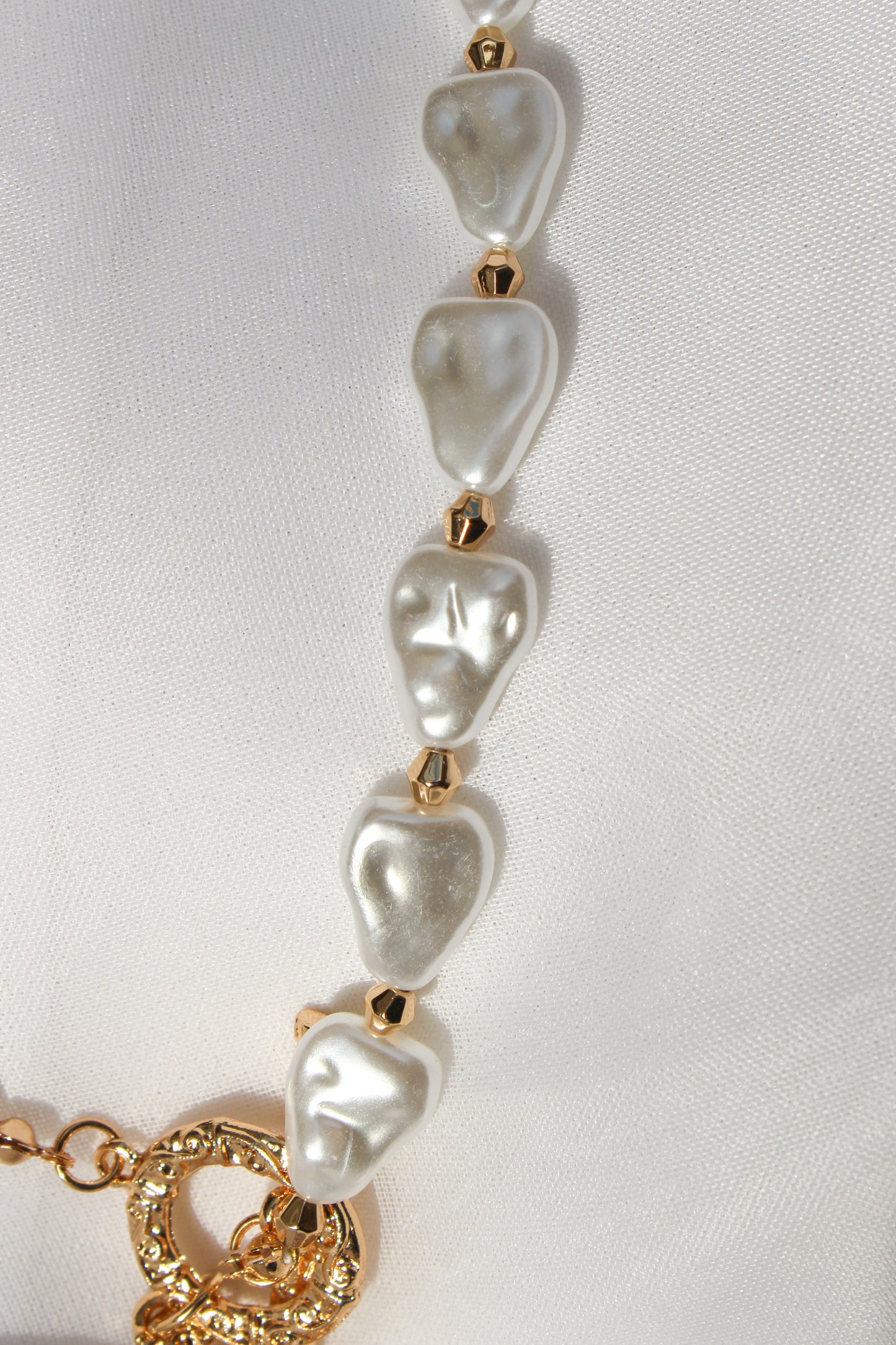 PEARL BEAD CROSS NECKLACE