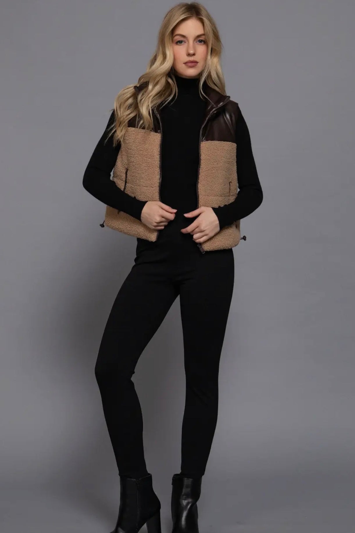 REVERSIBLE BROWN SHERPA VEST