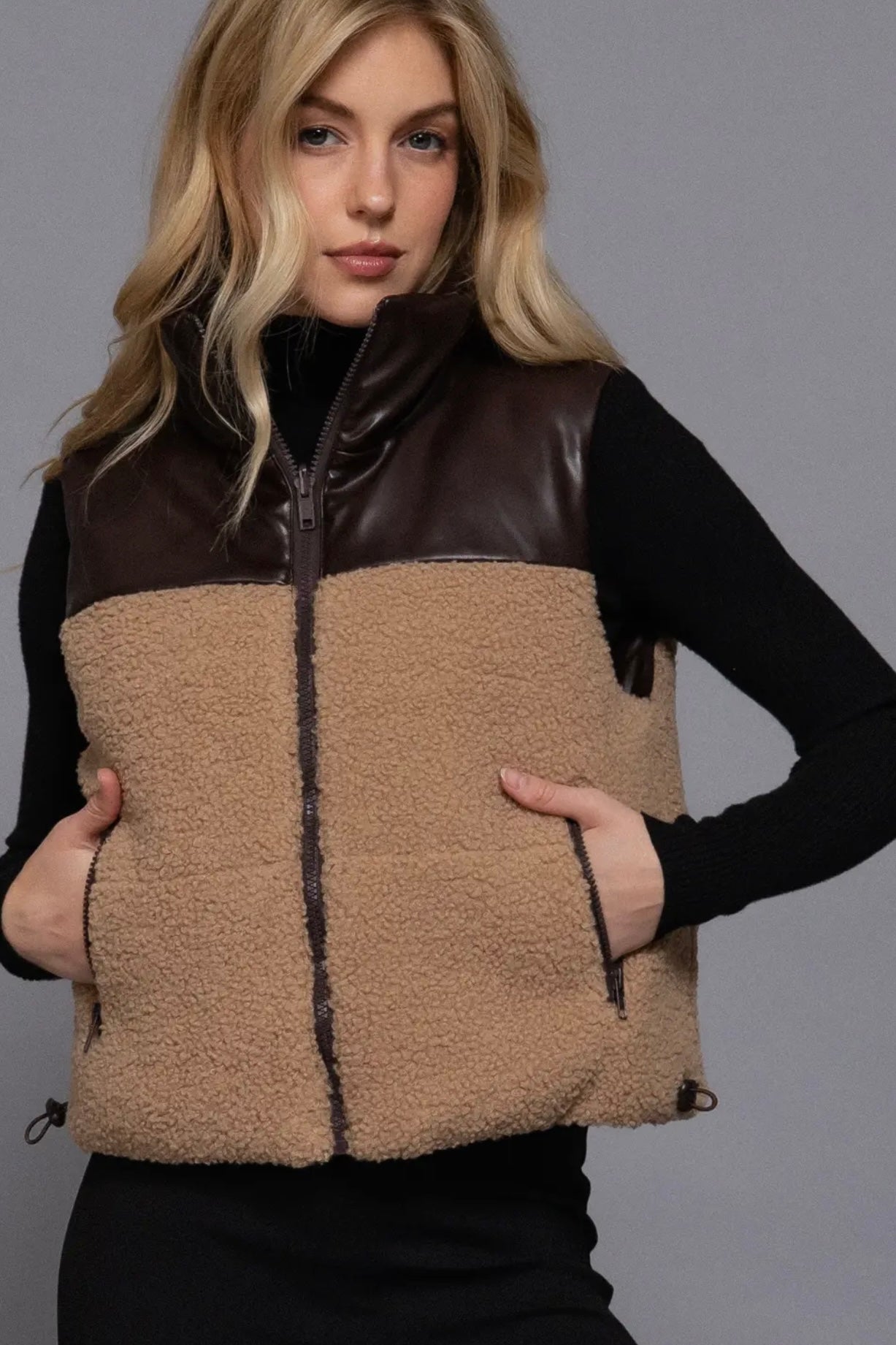 REVERSIBLE BROWN SHERPA VEST