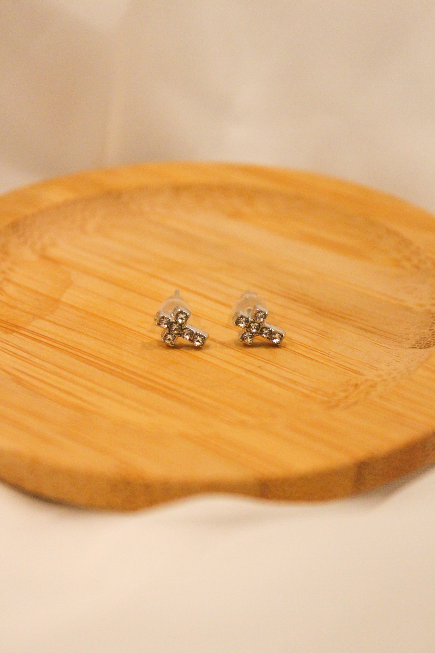 MINI PAVE CROSS EARRINGS