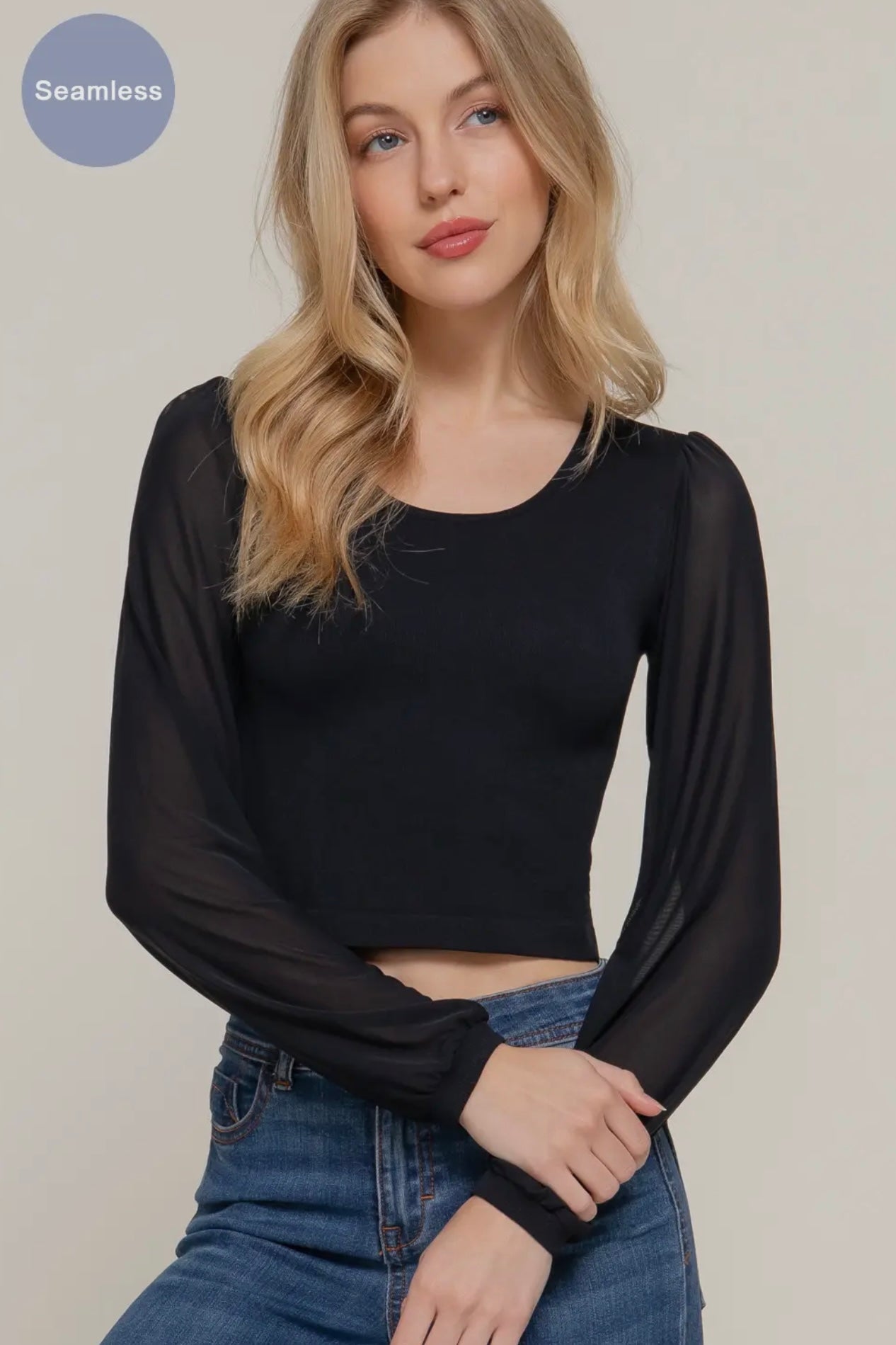 MESH LONG SLEEVE TOP
