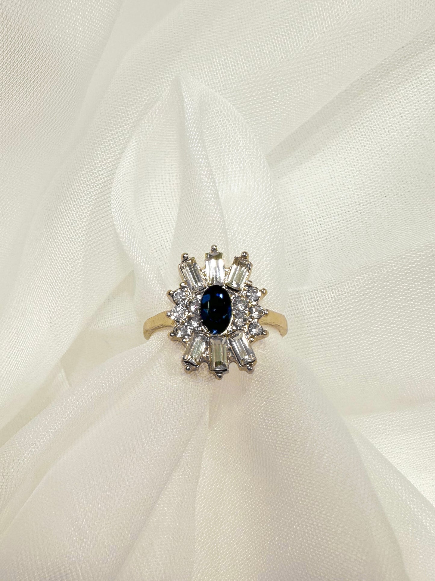 NAVY BAGUETTE RING