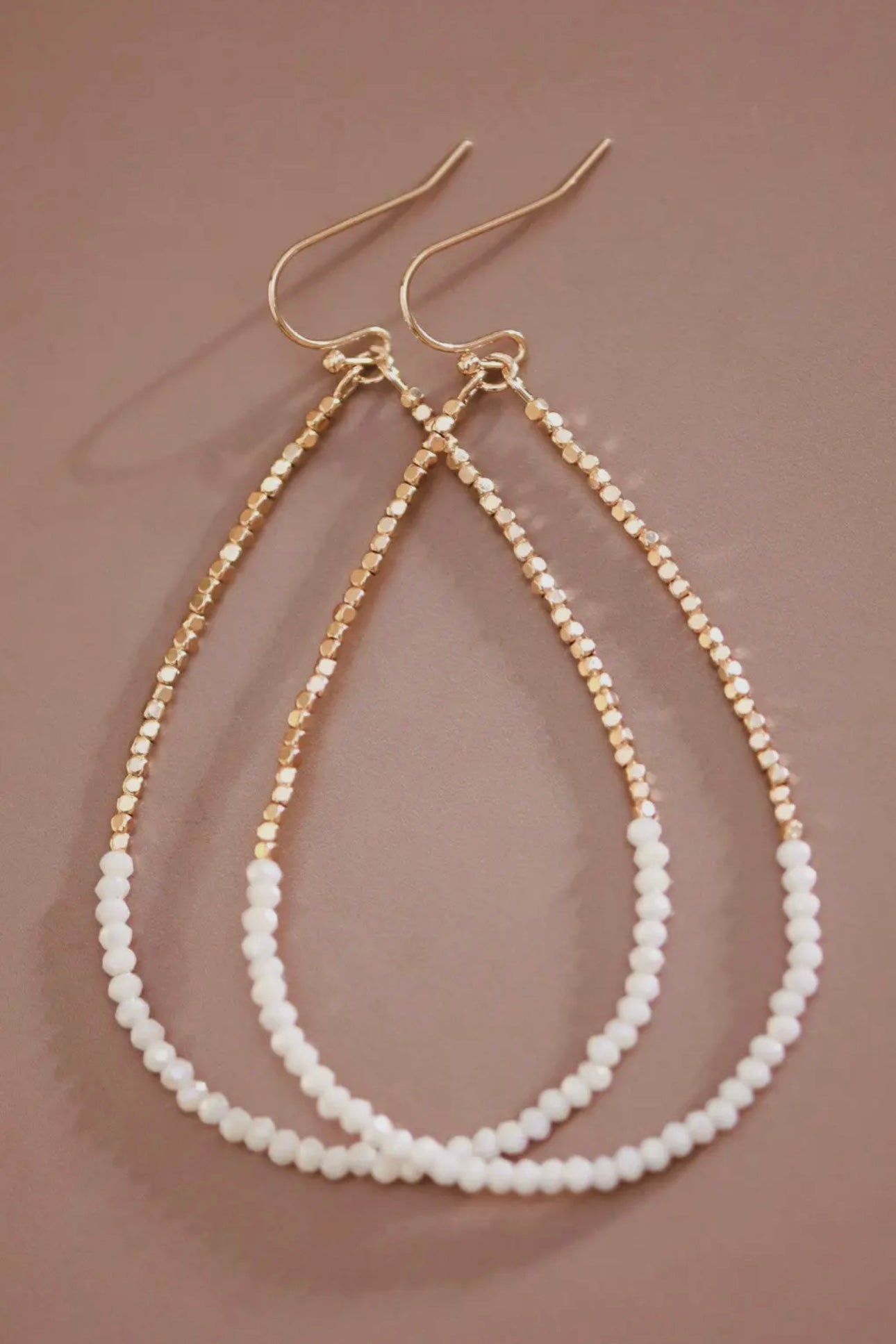 LAST ONE! ✨ WHITE BEADED HOOP EARRINGS