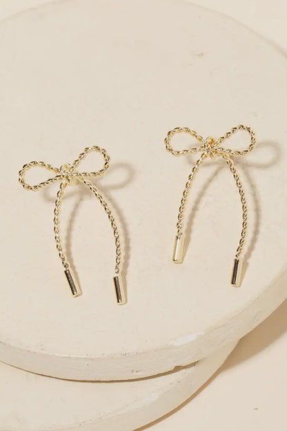TWISTED GOLD BOW TIE EARRINGS