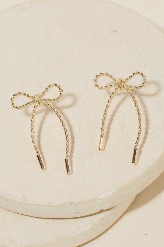 TWISTED GOLD BOW TIE EARRINGS