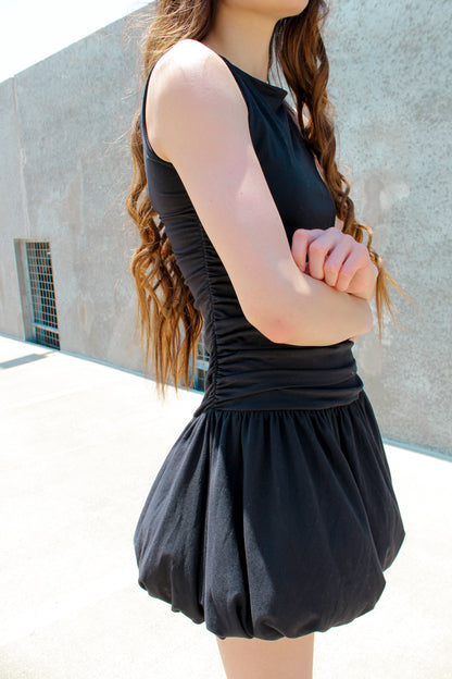 BOATNECK VOLUMINOUS MINI DRESS