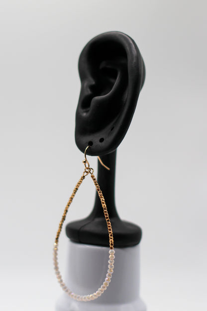 WHITE BEADED HOOP EARRINGS