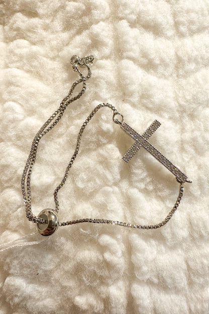 PAVE CROSS ADJUSTABLE BRACELET