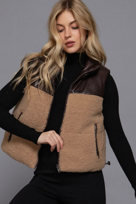REVERSIBLE BROWN SHERPA VEST
