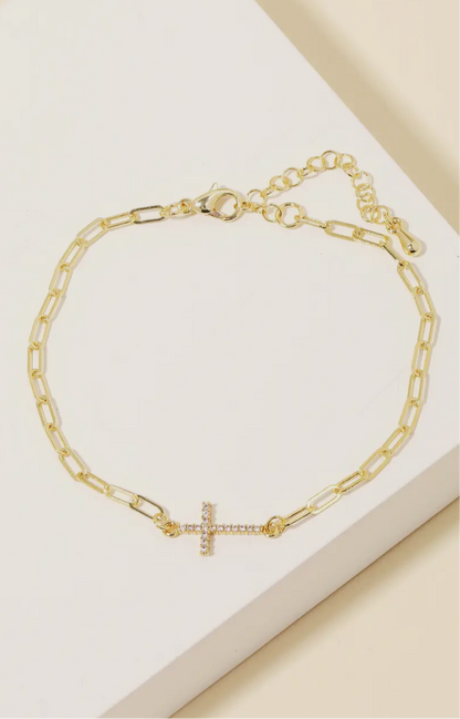 PAVE MINI CROSS BRACELET