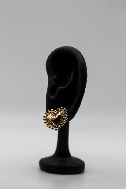 GOLD AND SILVER HEART STUDS