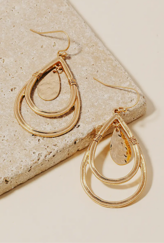 LAYERED GOLD TEARDROP EARRINGS