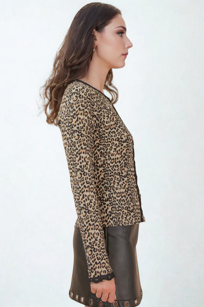 LEOPARD & LACE BUTTON UP
