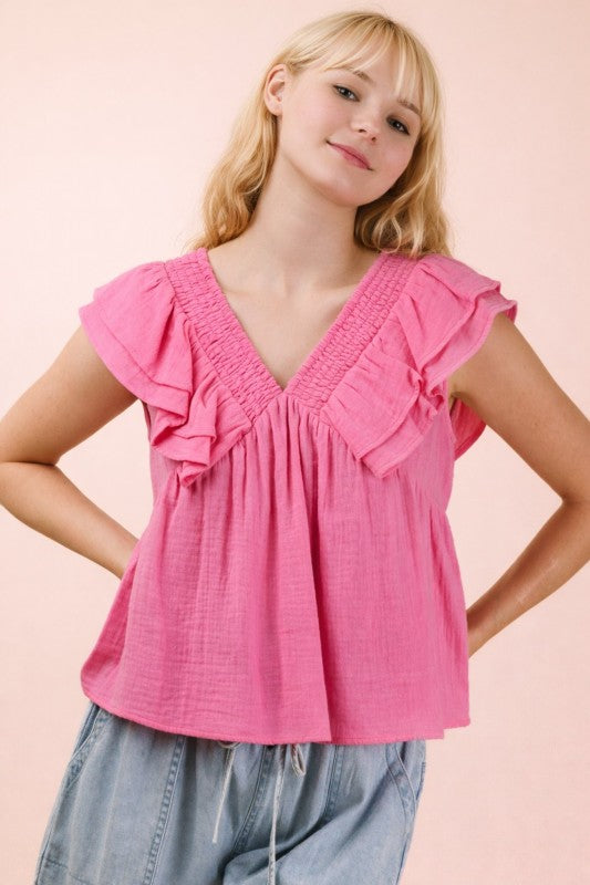 PINK RUFFLE TOP – J. Marie's Boutique