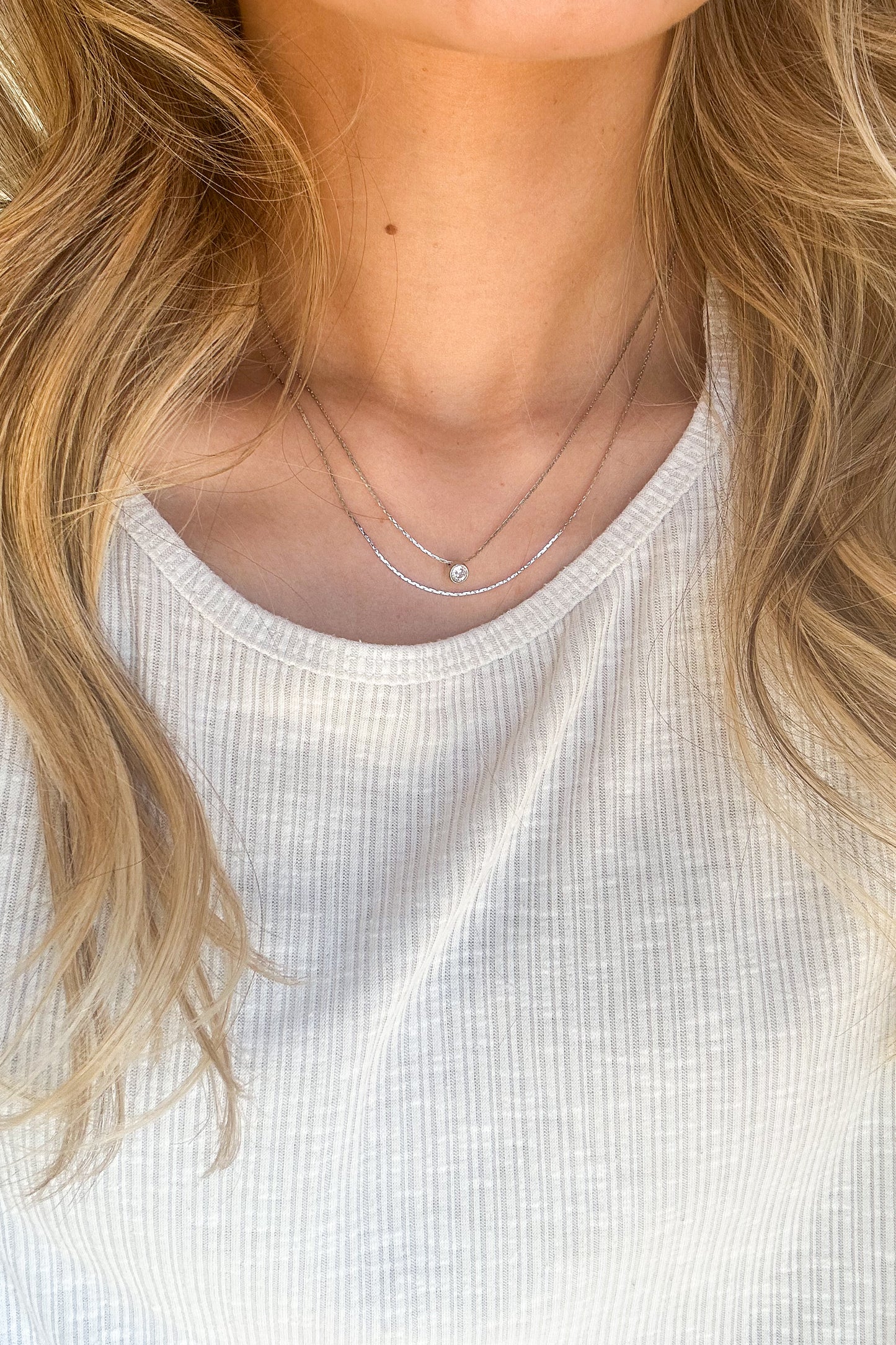 SILVER DOUBLE STRAND JEWEL NECKLACE