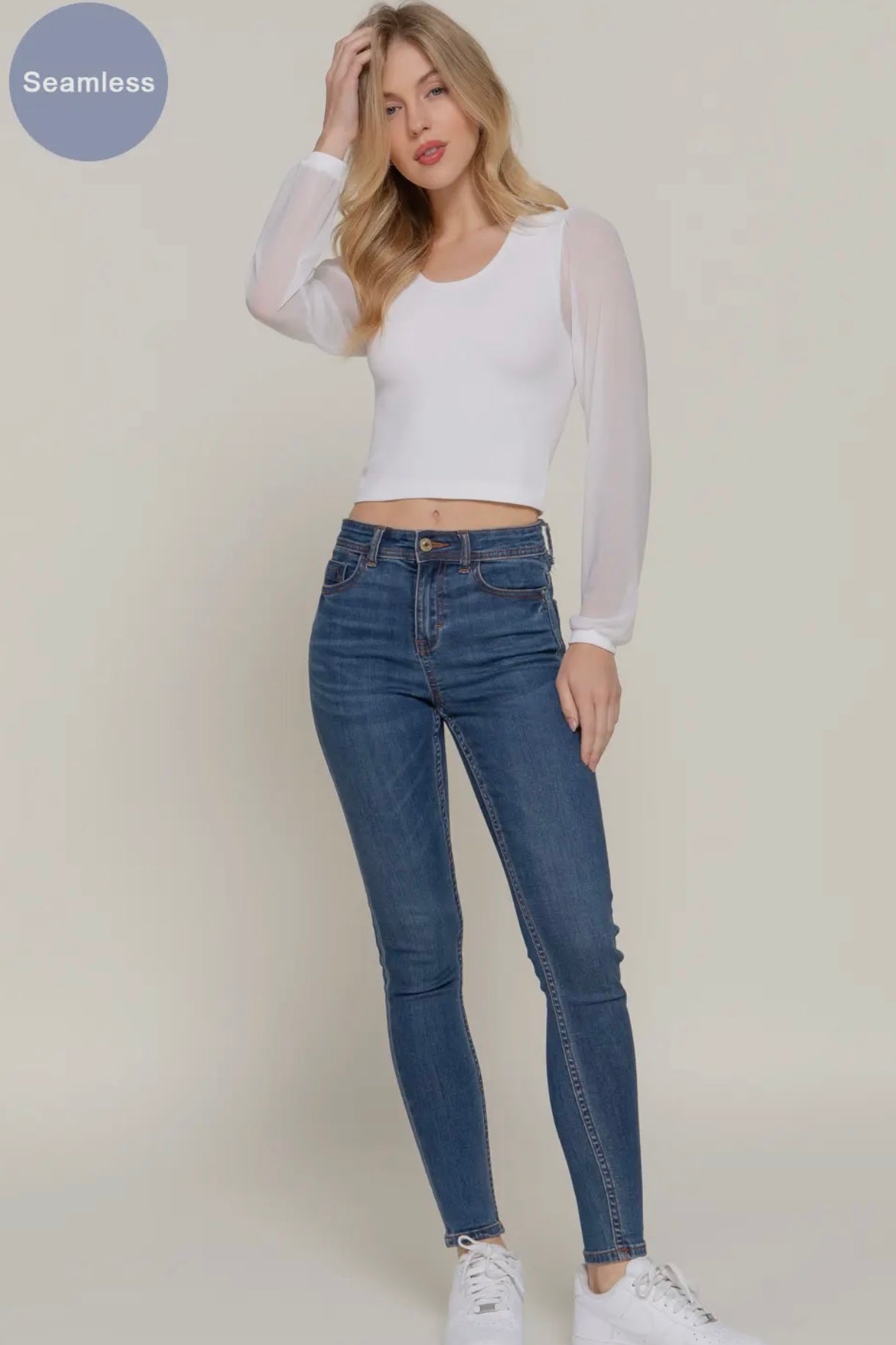 MESH LONG SLEEVE TOP