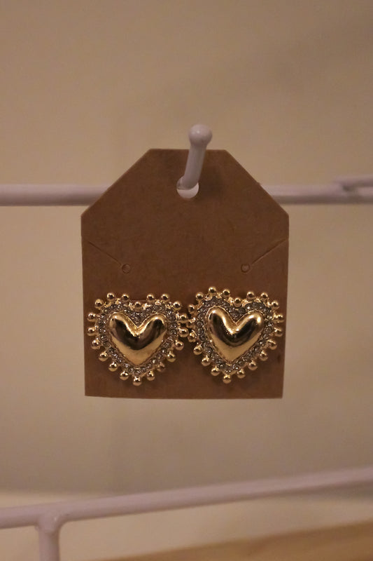 GOLD AND SILVER HEART STUDS