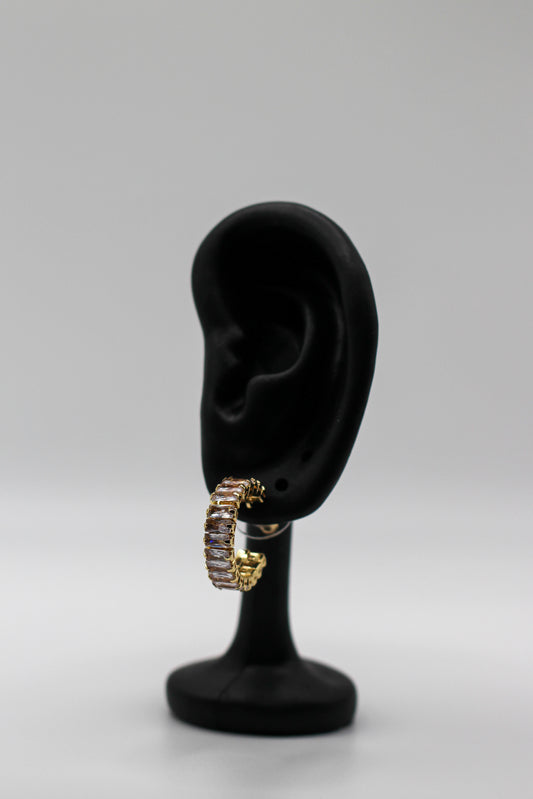 GOLD BAGUETTE HOOP EARRINGS