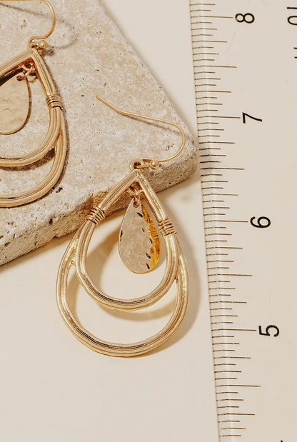 LAYERED GOLD TEARDROP EARRINGS