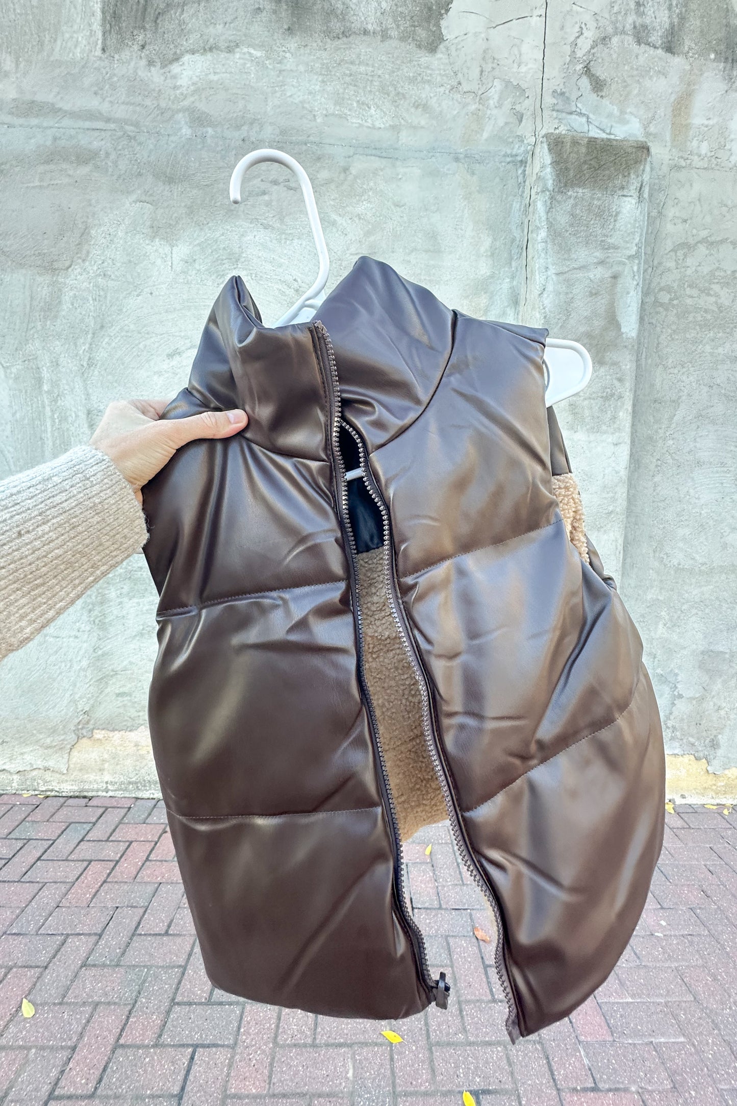 REVERSIBLE BROWN SHERPA VEST