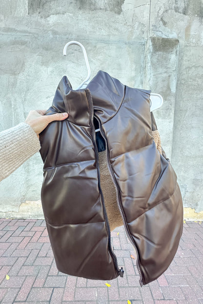 REVERSIBLE BROWN SHERPA VEST