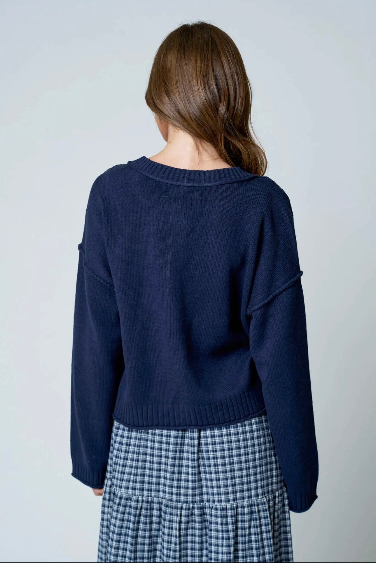 NAVY BUTTON DOWN CARDIGAN