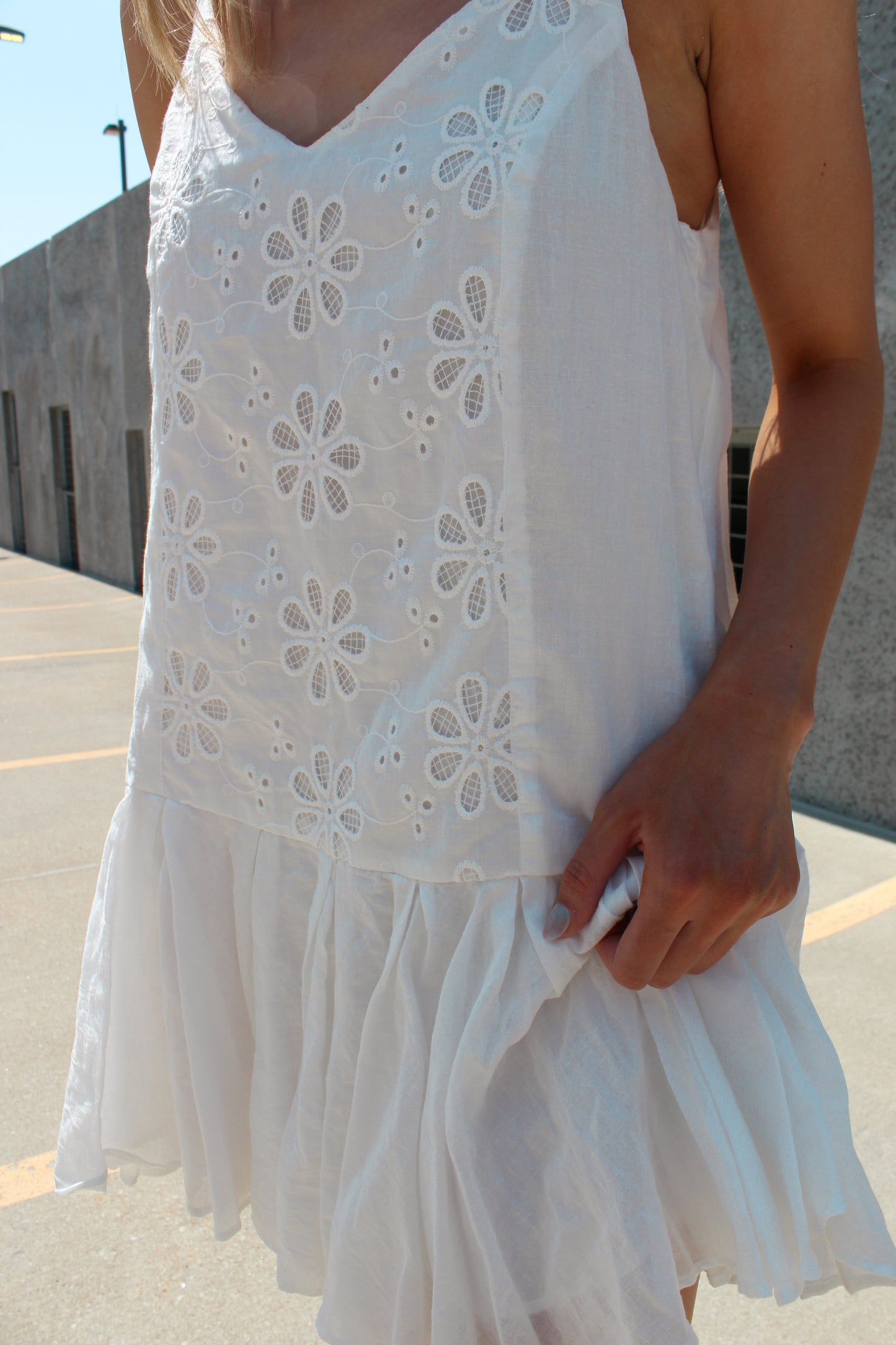 EYELET MINI DRESS