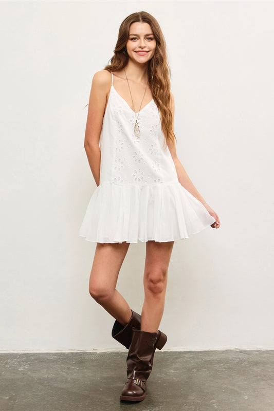 EYELET MINI DRESS