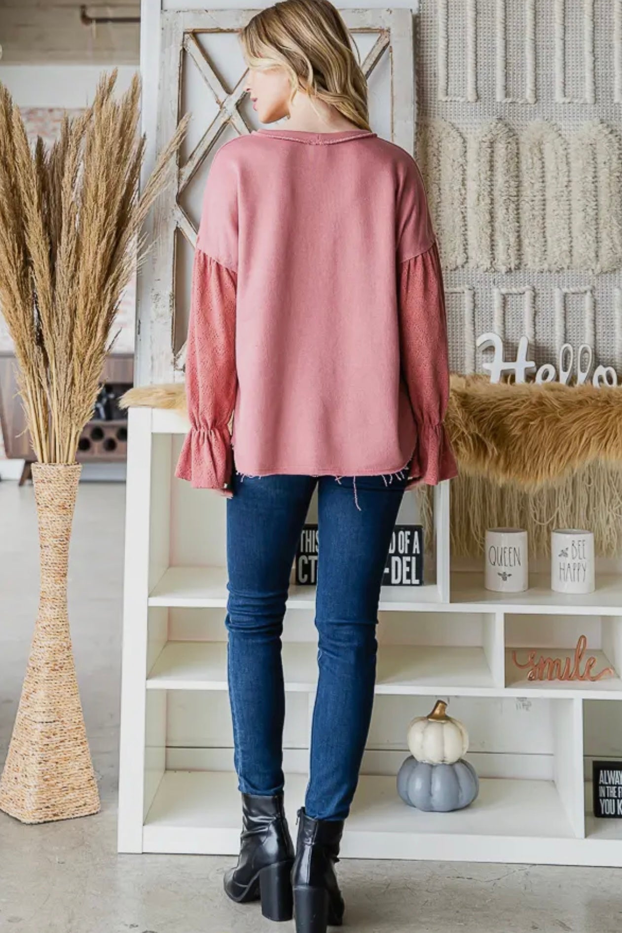 MAUVE BISHOP SLEEVE TOP