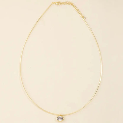 GOLD OVAL BEZEL WIRE NECKLACE