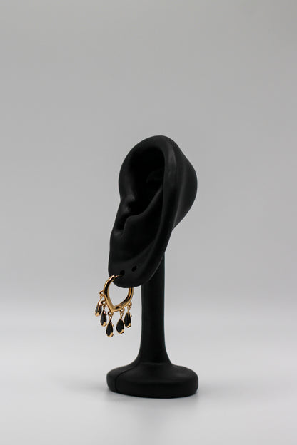 BLACK CRYSTAL DANGLE EARRINGS