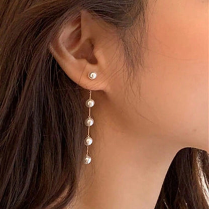 CHAIN AND PEARL EARRINGS
