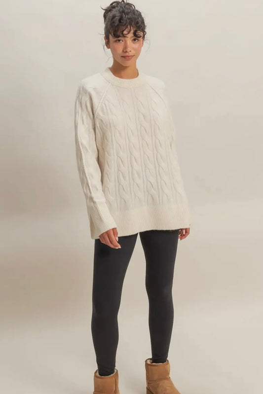 “CREAM” COZY PULLOVER SWEATER