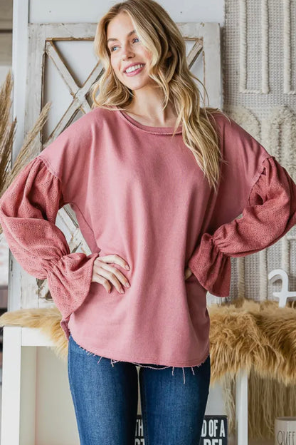MAUVE BISHOP SLEEVE TOP