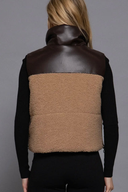 REVERSIBLE BROWN SHERPA VEST