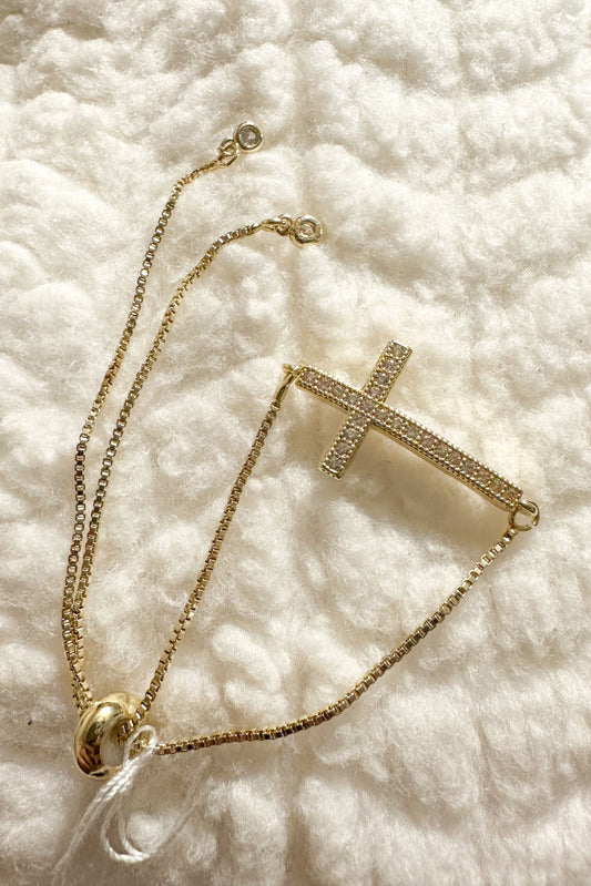 PAVE CROSS ADJUSTABLE BRACELET