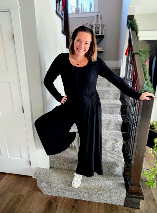 BLACK JERSEY JUMPSUIT