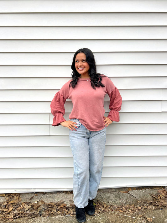 MAUVE BISHOP SLEEVE TOP
