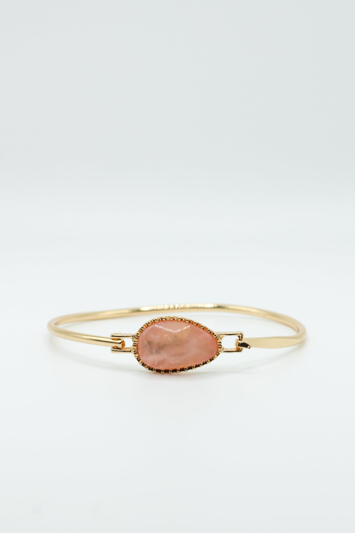 ROSE STONE TEARDROP BANGLE BRACELET