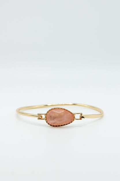 ROSE STONE TEARDROP BANGLE BRACELET